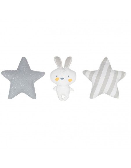 Lot de 3 coussins forme étoiles et lapin - Tailles différentes