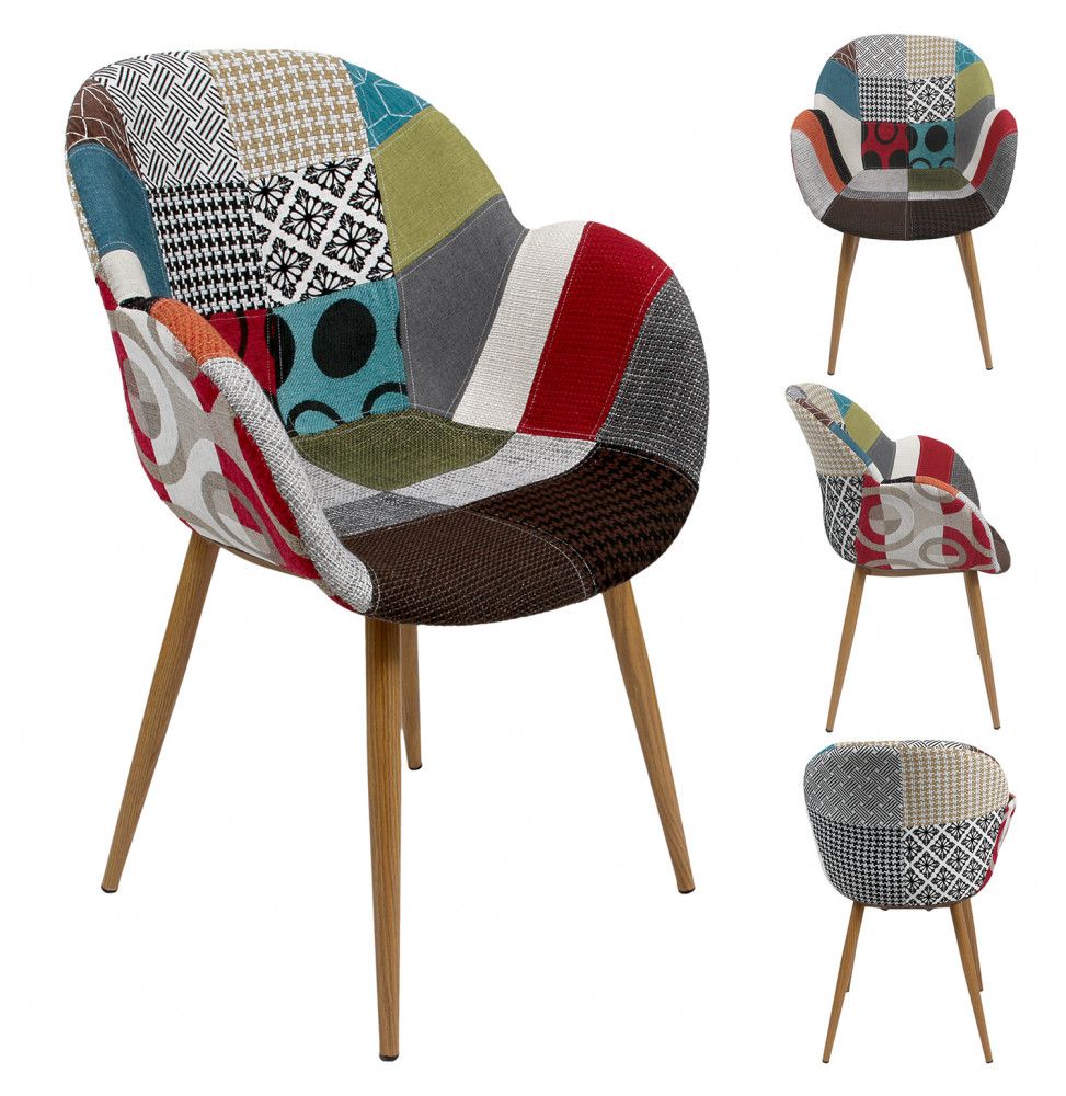 Fauteuil patchwork - Oscar - L 58 x P 55 x H 84