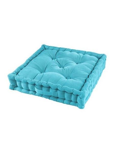 Coussin de sol en coton - L 45 x l 10 x H 45 cm - Turquoise