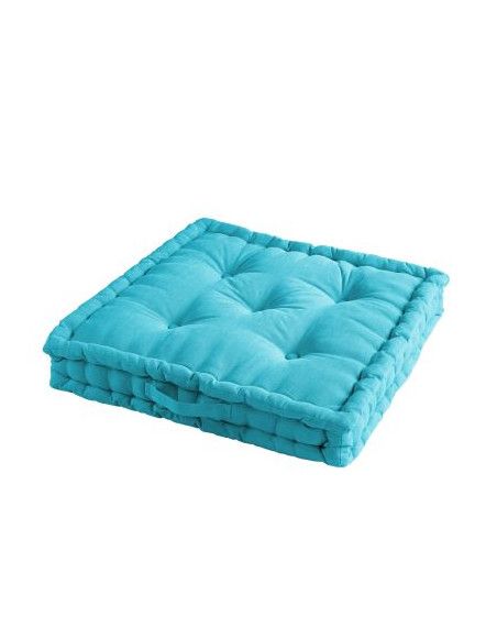 Coussin de sol en coton - L 60 x l 10 x H 60 cm - Turquoise