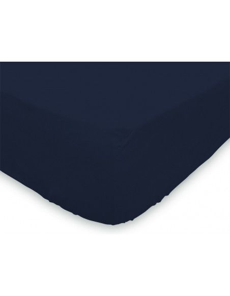Drap housse en coton - Bleu marine - 90 x 200 cm