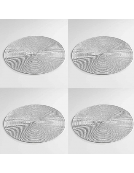 Lot de 4 sets de table - D 35 cm - Zebulon - Gris