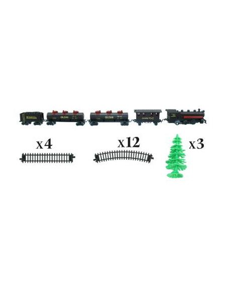 Coffret circuit de train avec locomotive et wagons - 24 pièces