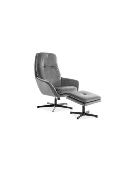 Fauteuil avec repose pieds - Ford - L 75 x l 82 cm - Gris