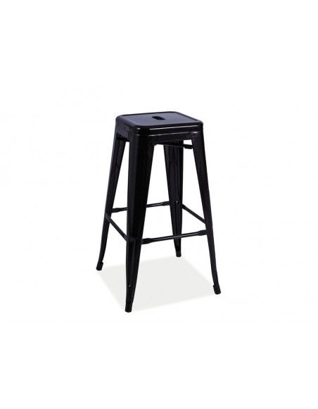 Tabouret de bar long - L 31 x l 31 cm - Noir Mat