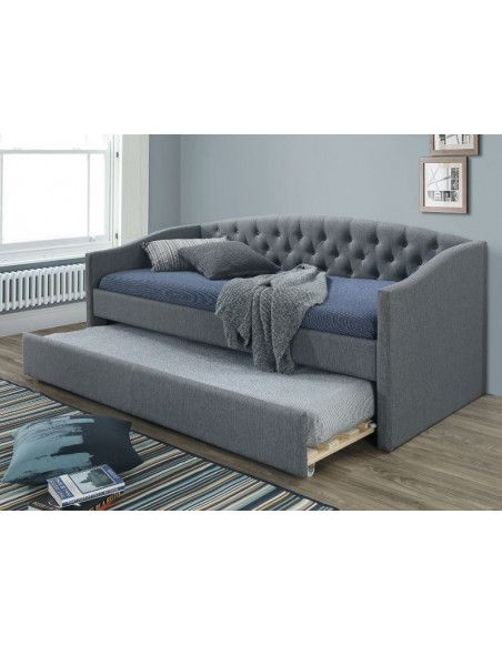 Lit Alessia - L 214 x l 100 cm - Gris