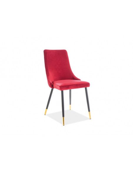 Chaise en velours - Piano - L 45 cm x l 44 cm x H 92 cm - Rouge