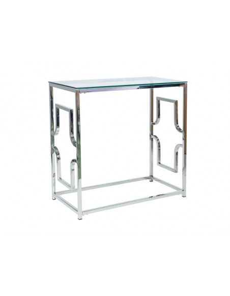 Console en verre - L 80 cm x l 40 cm x H 78 cm - Pieds argentés