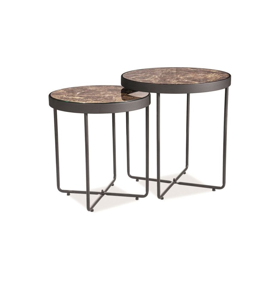 Set de 2 tables d'appoint - Manta - Verre trempé