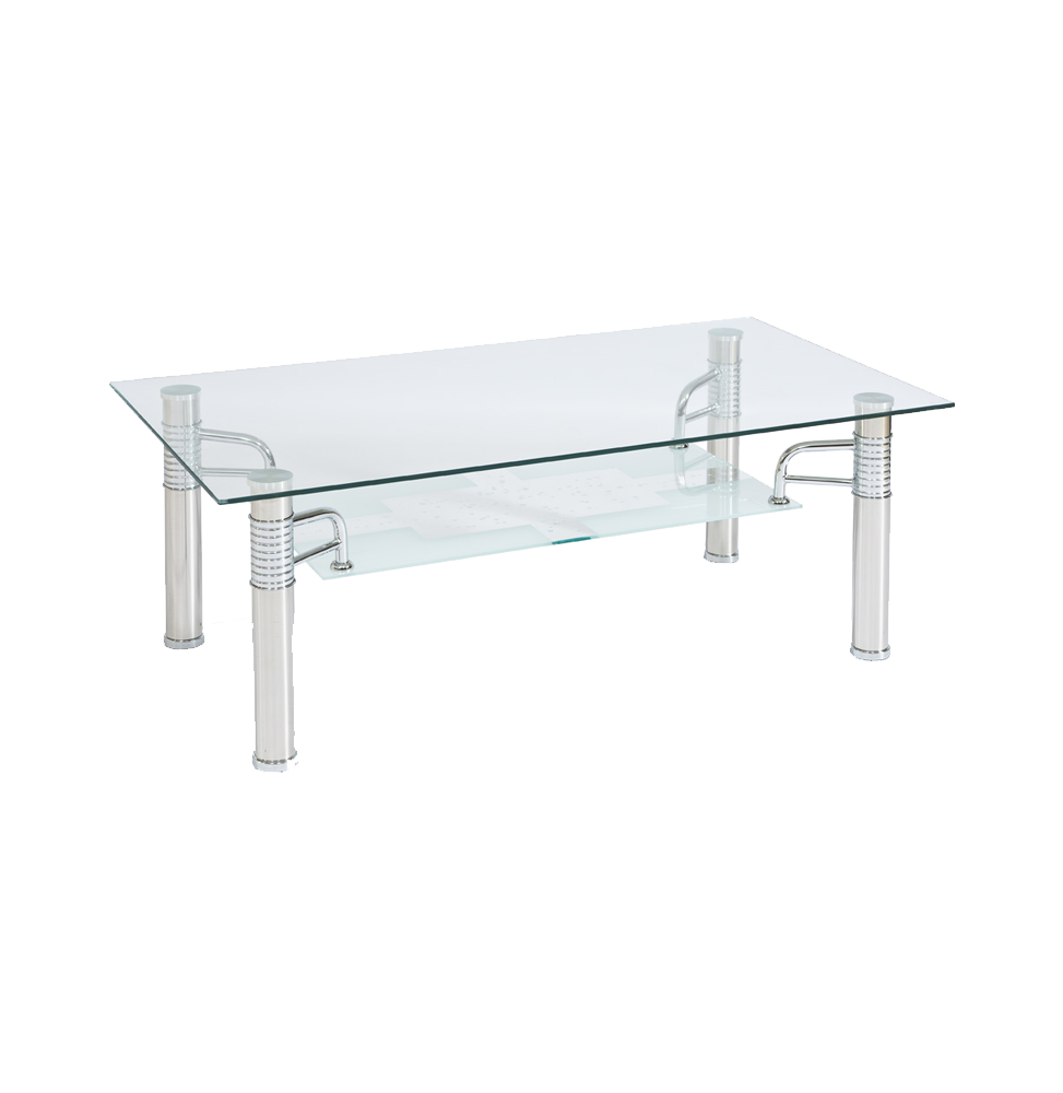 Table basse en verre - L 120 cm x l 65 cm x H 55 cm - Reni