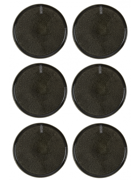 Set de 6 assiettes plates - D 26 cm - Noir