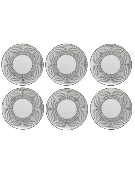 Set de 6 assiettes plates Lunis - D 27 cm - Noir
