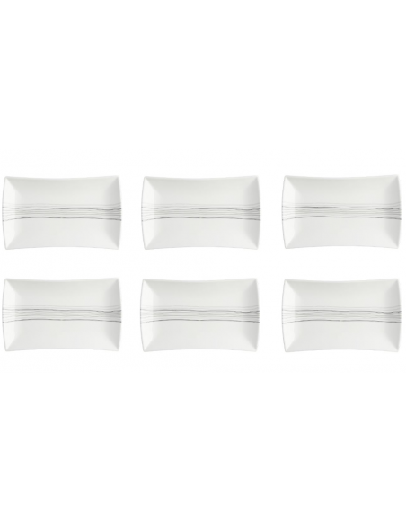 Set de 6 assiettes plates rectangle - 30,5 x 18,5 cm - Porcelaine
