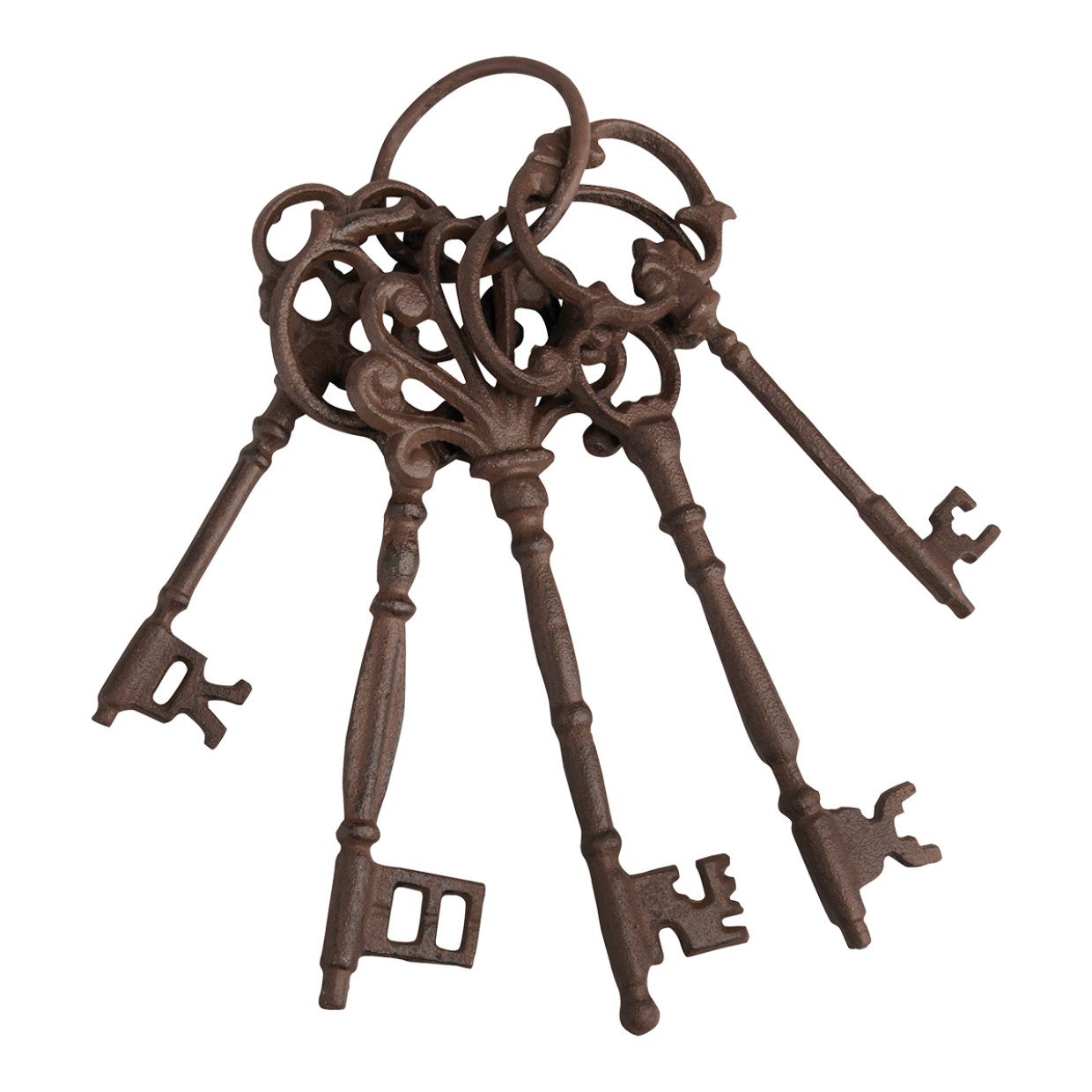 Trousseau de clés avec anneau - L 8,2 x l 6,5 x H 24,5 cm - Marron