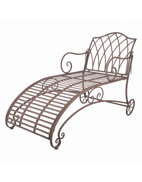 Chaise longue de jardin - L 144,5 x l 70 x H 90,3 cm - Marron