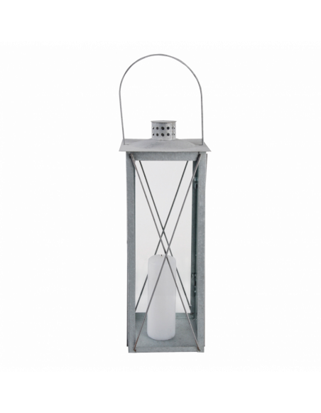 Lanterne classique - L 19,8 x l 19,8 x H 51,3 cm - Zinc