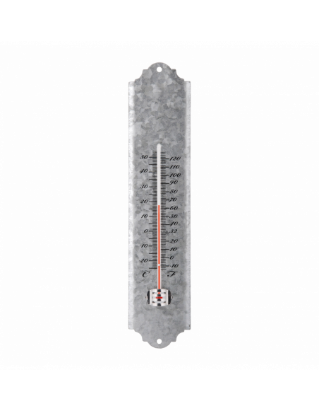 Thermomètre classique - L 6,7 x l 1,4 x H 30 cm - Zinc