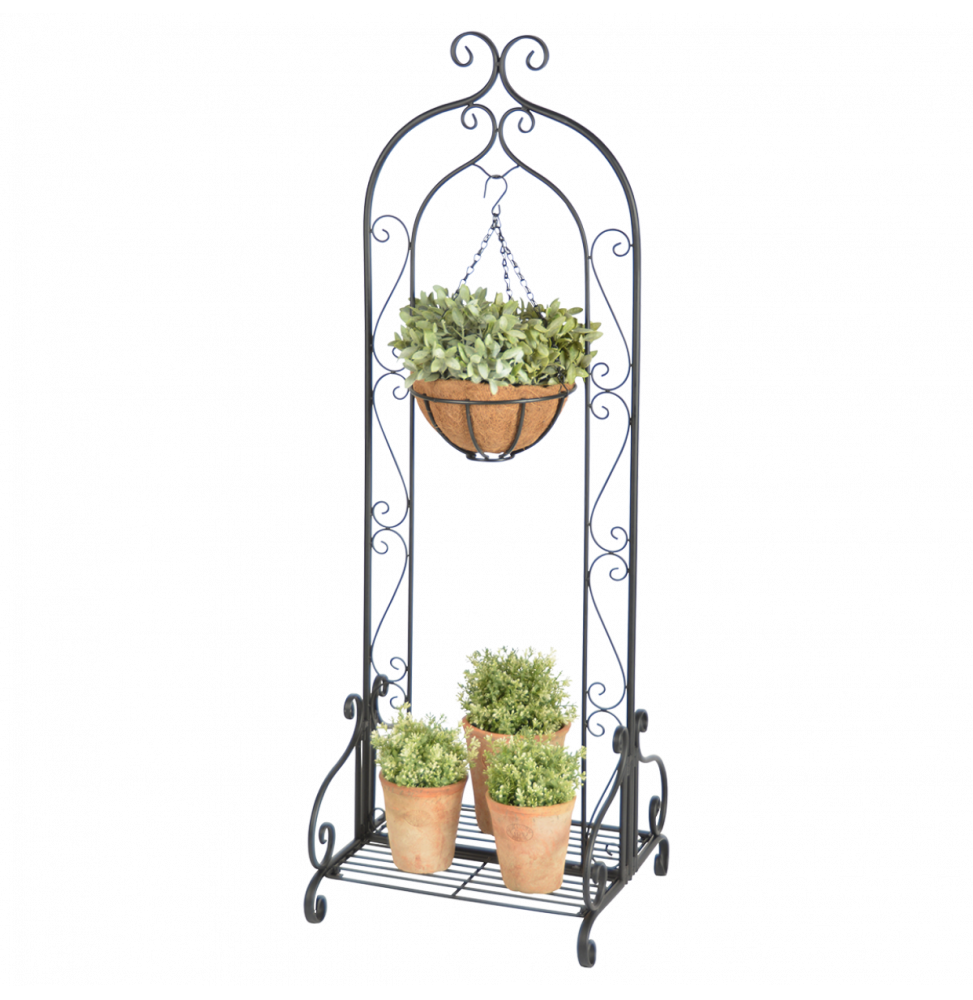 Piédestal pour pots et panier - L 45,9 x l 44 x H 132,6 cm - Noir