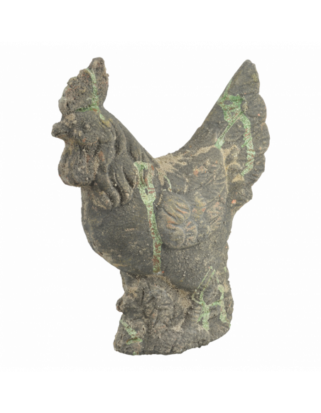 Coq et poule en terre cuite - L 28 x l 11,5 x H 35,5 cm - Modèle aléatoire