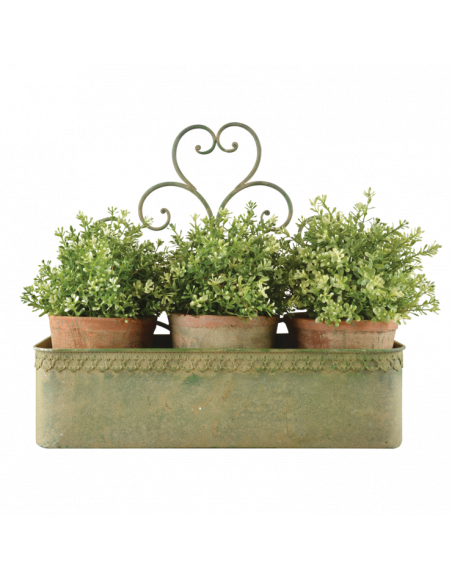 Jardinière murale en acier doux - L 13,9 cm x l 43,1 cm x H 37,6 - Vert
