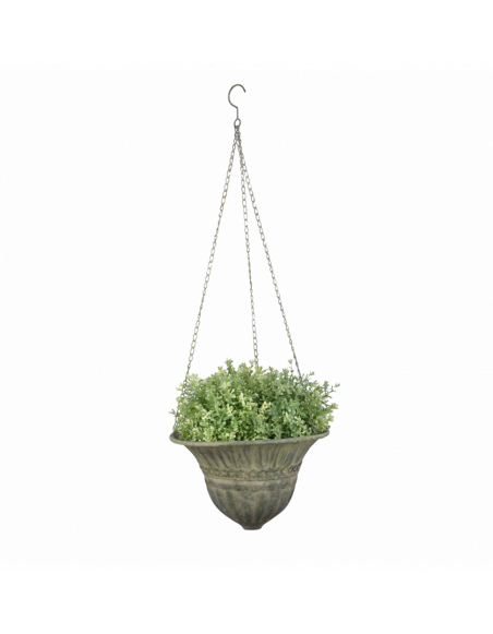 Panier suspendu en métal vieilli - D 25,5 cm x H 17,8 cm - Vert