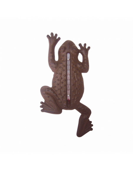 Thermomètre en fonte - Grenouille - L 1,6 cm x l 12 cm x H 23,5 cm