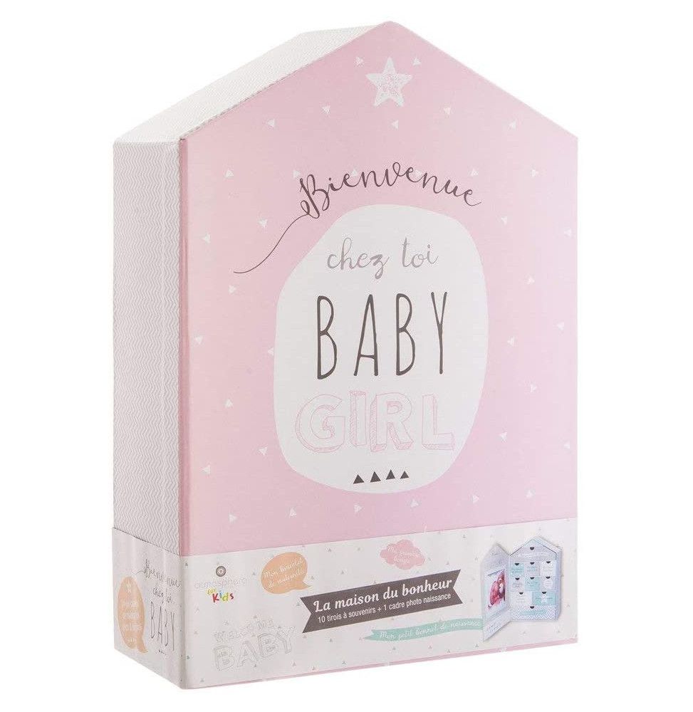 Coffret Naissance Forme Maison 10 Tiroirs Boite A Souvenirs De Bebe Rose