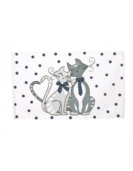 Tapis décoré chat - Mistigris - 50 x 80 cm - Linge de maison