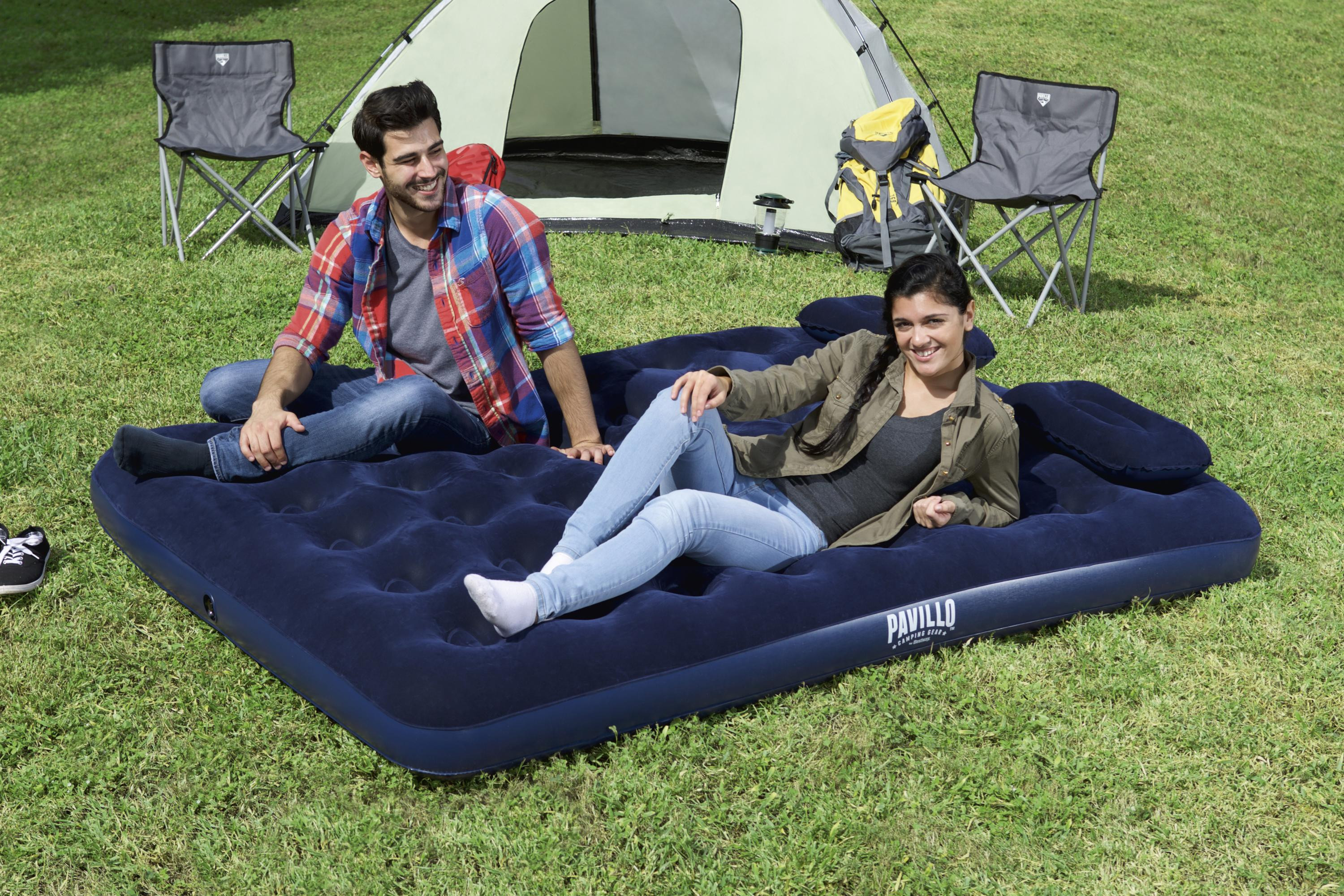 Matelas gonflable camping Pavillo™ 2 places 191 x 137 x 22 cm avec pompe  électrique externe Sidewinder™