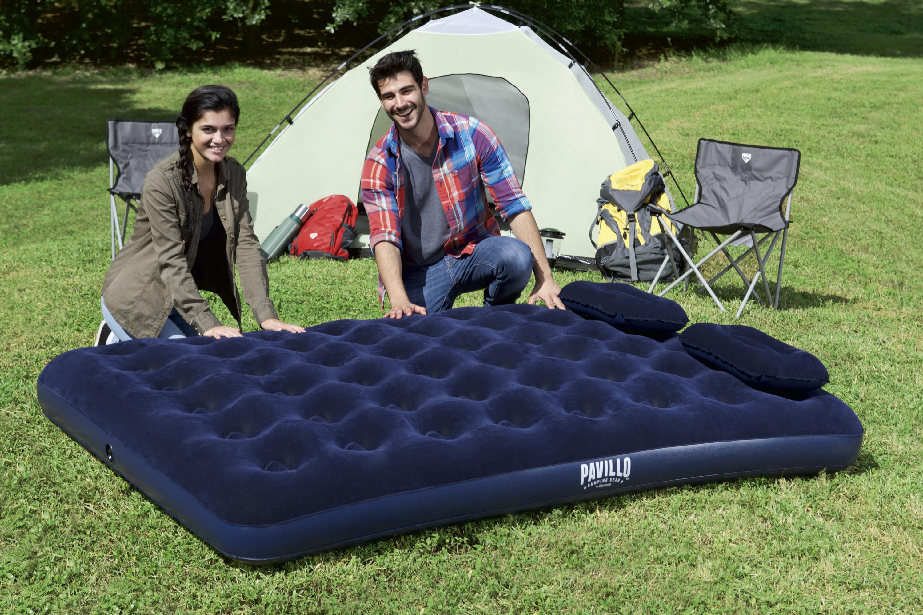 Matelas gonflable camping Pavillo™ 2 places 191 x 137 x 22 cm avec pompe  électrique externe Sidewinder™