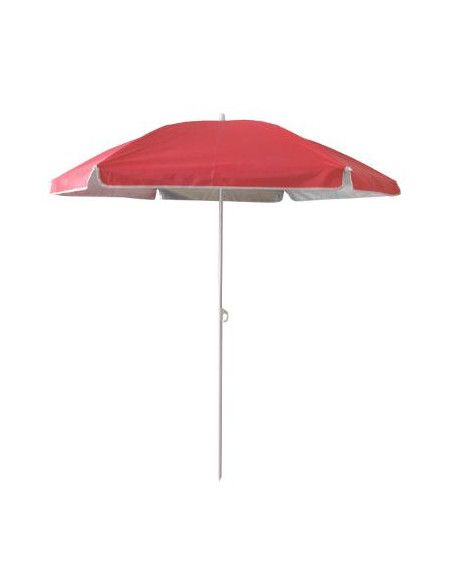 Parasol de plage anti-UV - L 140 cm x H 175 cm - Rouge corail