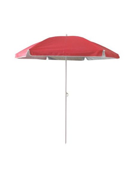 Parasol de plage anti-UV - L 120 cm x H 155 cm - Rouge corail