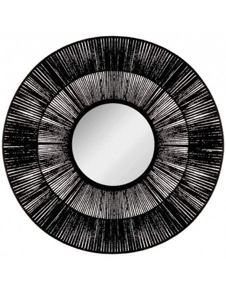 Miroir rond - Corde - D 76 x P 1,5 cm - Noir