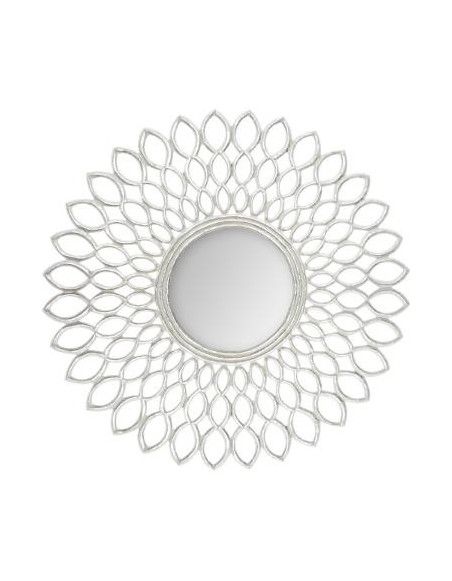 Grand miroir en forme de fleur - D 90,5 cm - Argenté