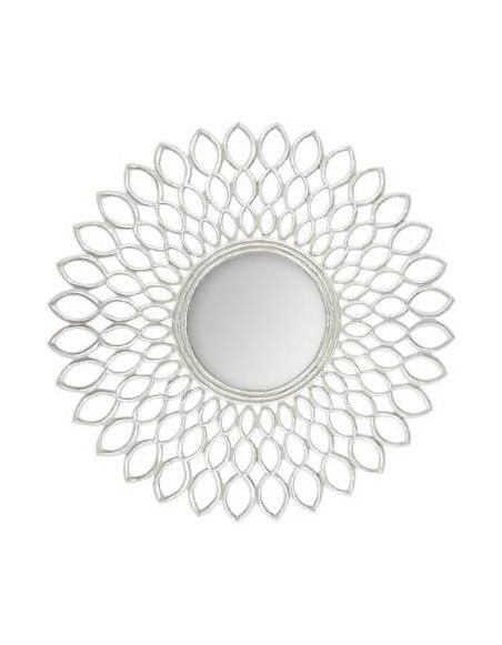 Grand miroir en forme de fleur - D 90,5 cm - Argenté
