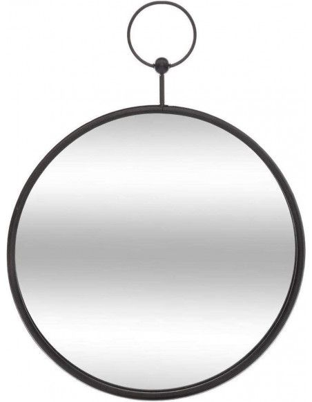 Miroir rond en métal - Gousset - D 30 cm - Noir