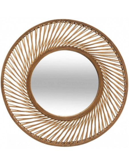 Miroir mural - Spirale - D 72 cm - Bambou - Marron