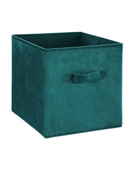 Boîte de rangement en velours - L 31 x H 31 cm - Bleu