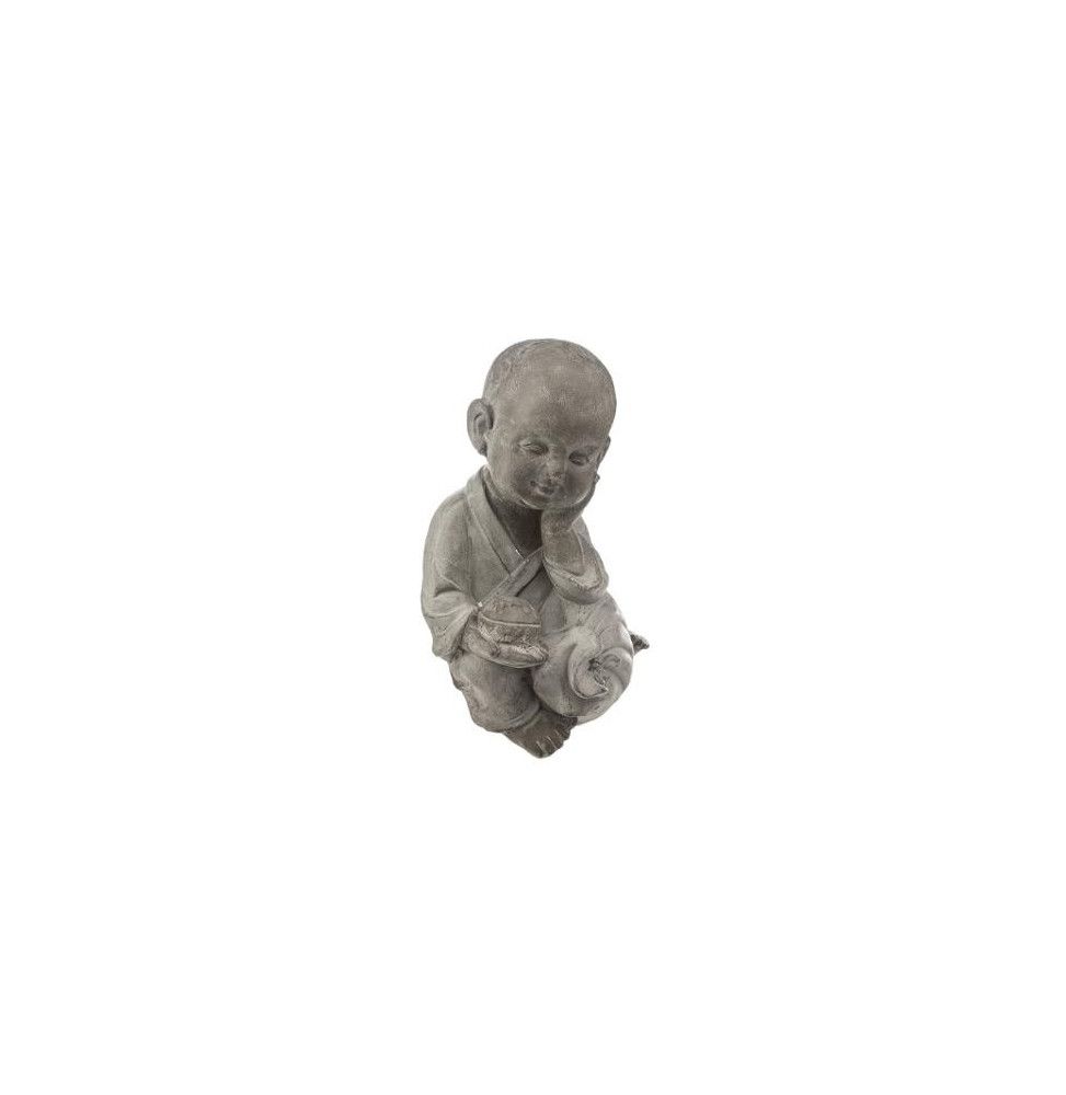 Bouddha enfant assis - L28,5 x P 21,5 cm - Gris