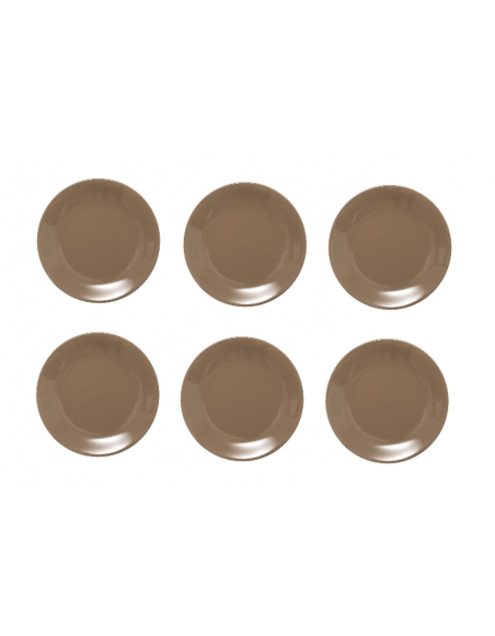 Lot de 6 assiettes creuses - Colorama - D 22 cm - Taupe