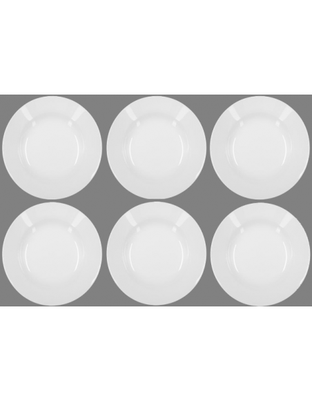 Lot de 6 assiettes creuses rondes - D 20 cm - Blanc