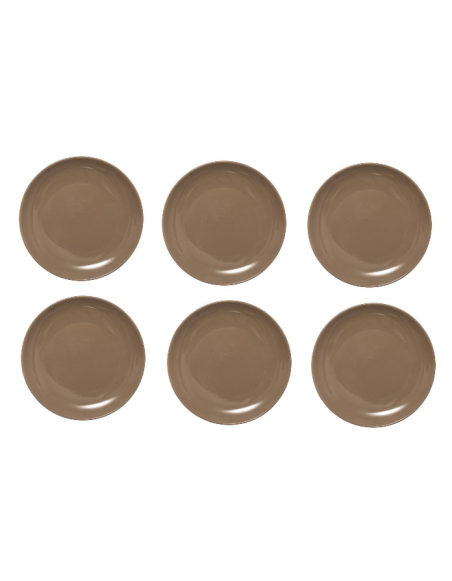 Lot de 6 assiettes à dessert - Colorama - D 21 cm - Taupe