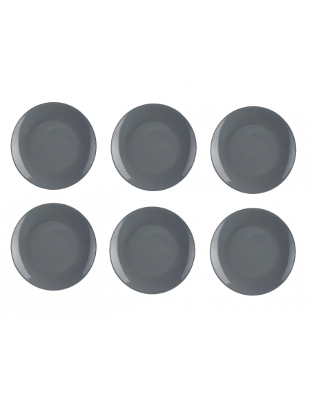 Lot de 6 assiettes plates - Colorama - D 26 cm - Gris