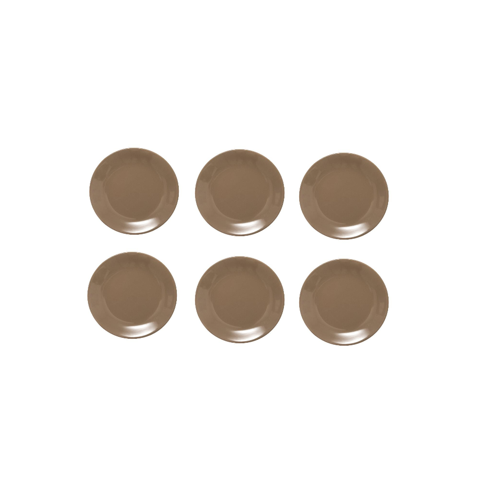 Lot de 6 assiettes plates - Colorama - D 26 cm - Taupe