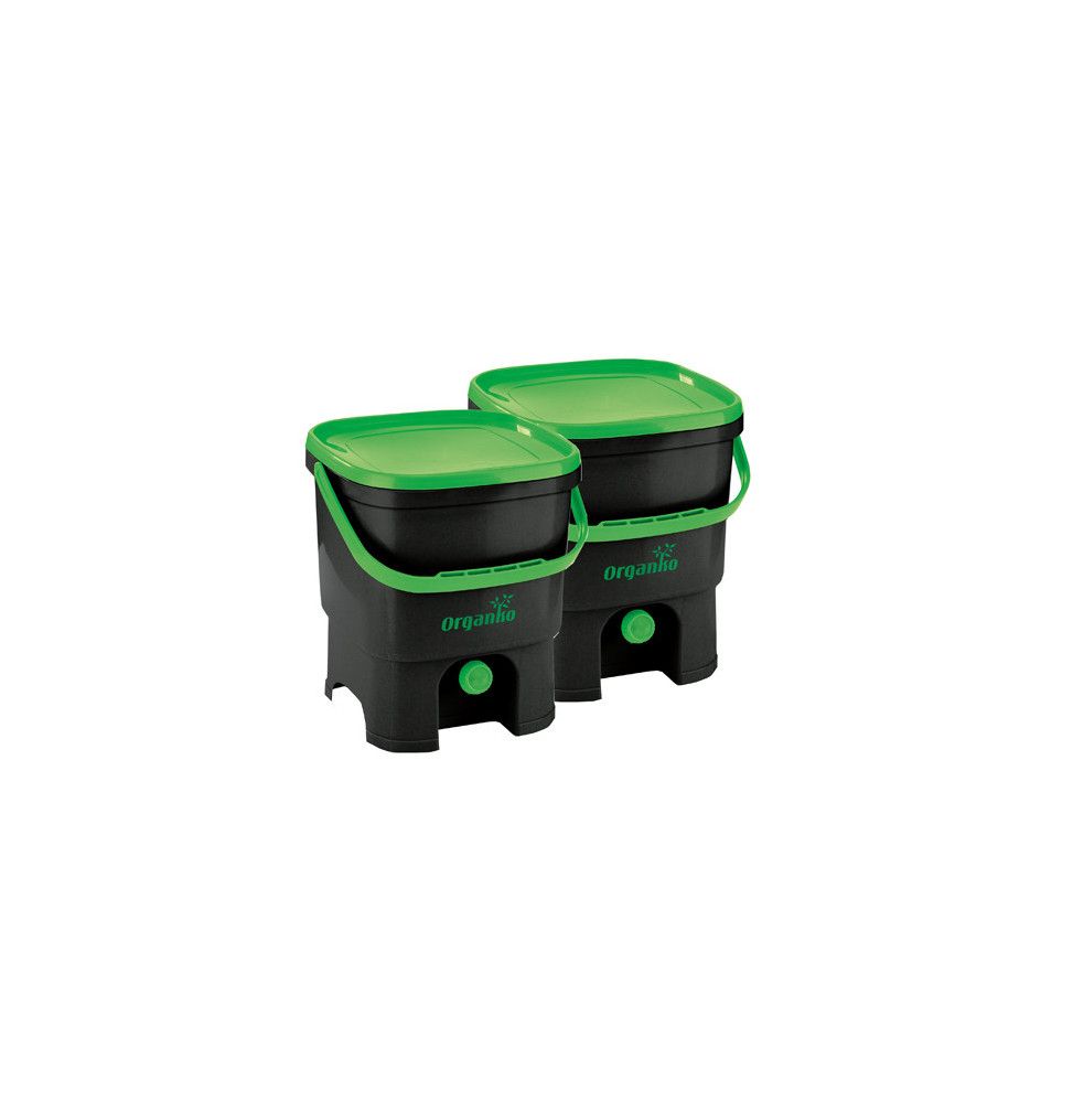 Lot de 2 poubelles composteur organique - Bokashi - Vert