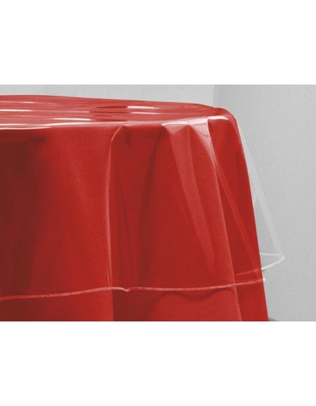 Toile cirée de protection ronde 140 cm transparente - Linge de table imperméable