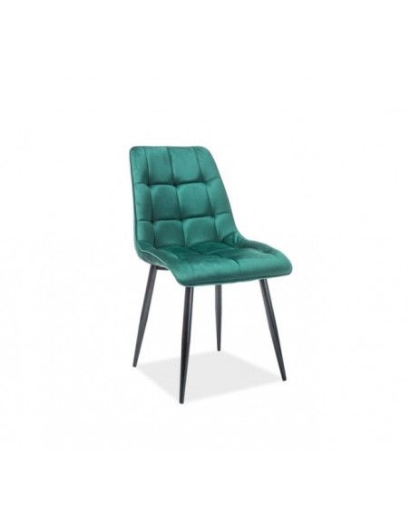 Chaise chic en velours - L 51 x P 44 x H 89 cm - Vert