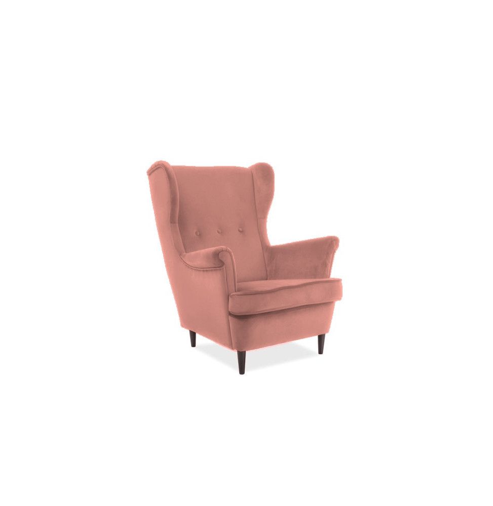 Fauteuil en velours - Lord - L 75 x P 85 x H 101 cm - Rose