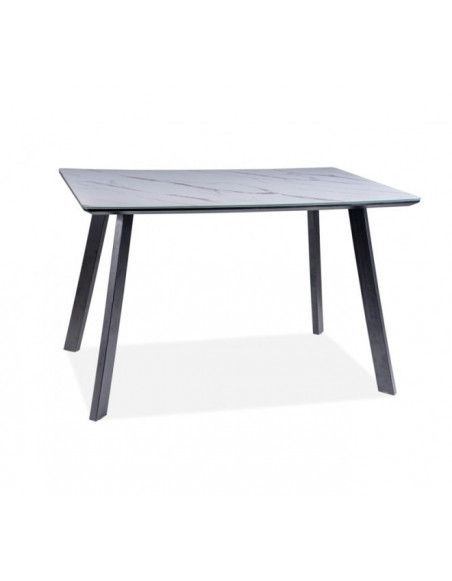 Table à manger effet marbre - 4 couverts - Noir/Blanc - L 80 x l 120 x H 75 cm
