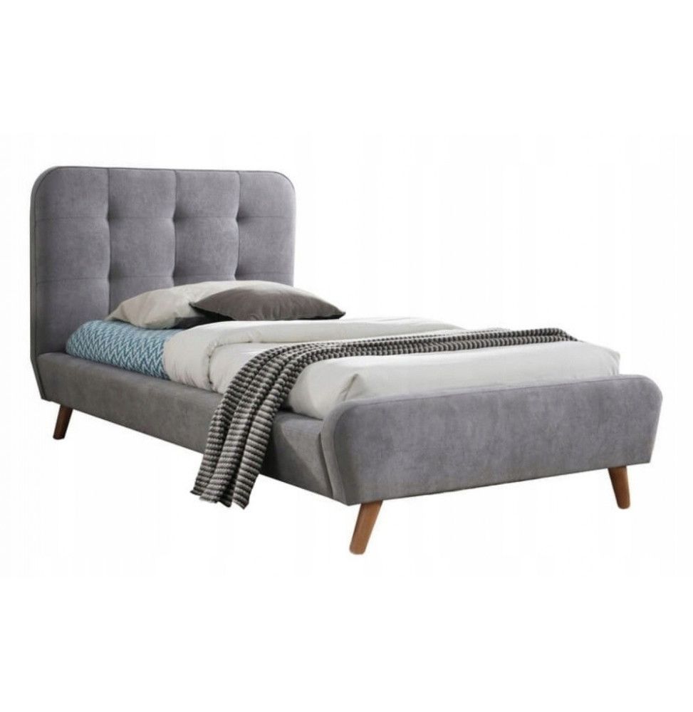 Lit simple tapissé - 90 x 200 cm - Gris